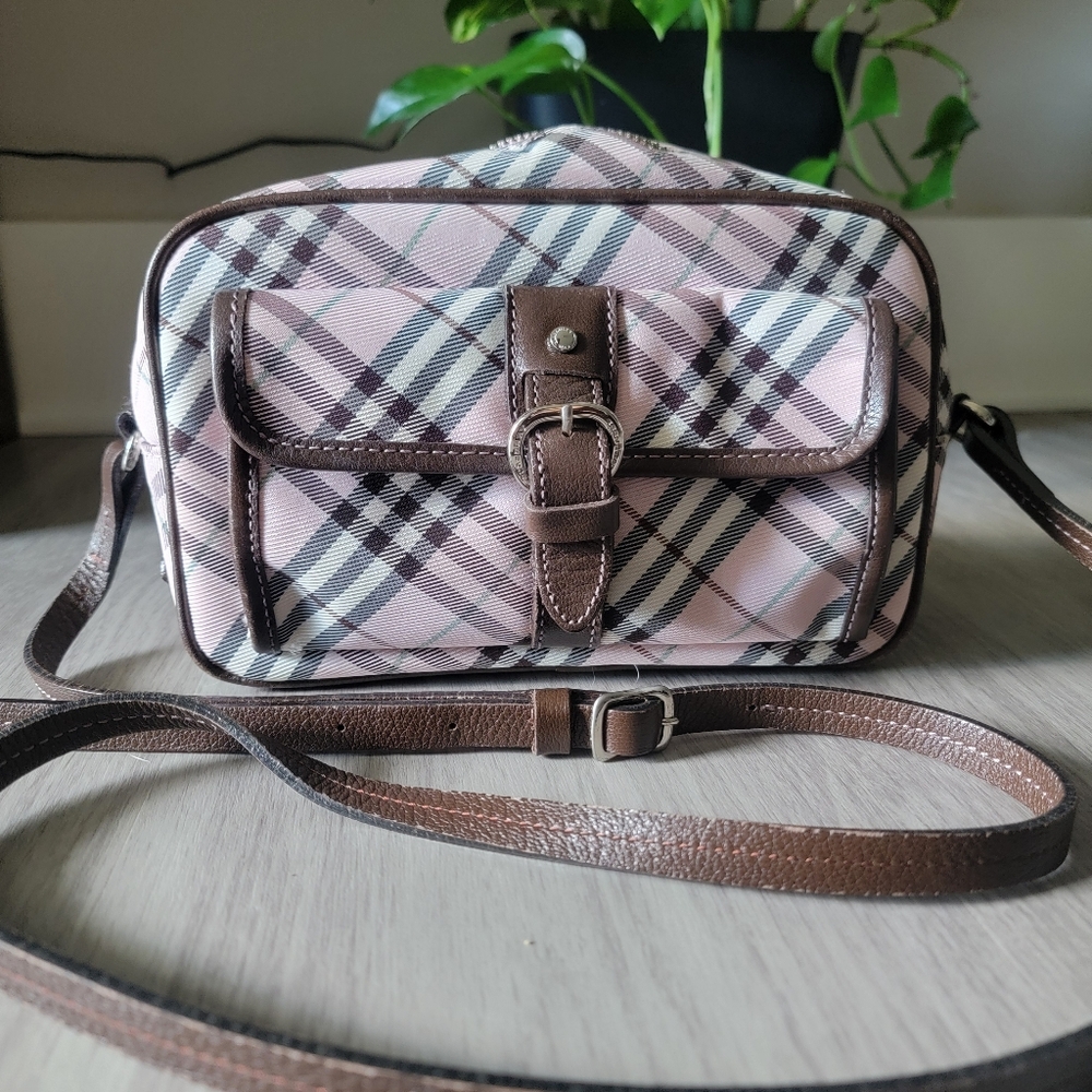 Authentic Burberry Blue Label Checkered Nylon Lea… - image 2